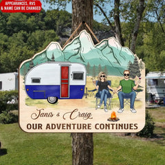 Our Adventure Continues - Personalized Wooden Sign, Sign Gift For Camping - DS744