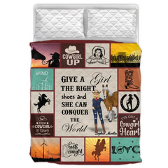 Custom Personalized Horse Girl Quilt Bed Sets - Gift Idea For Girl/Horse Lovers - Give A Girl The Right Shoes