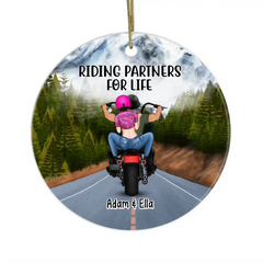 Personalized Ornament, Motorcycle Couple - Riding Partners For Life, Gift For Motorcycle Lovers