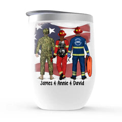 Saving Lives Together - Personalized Wine Tumbler Firefighter, EMS, Police Officer, Military, Nurse