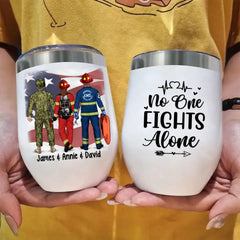 Saving Lives Together - Personalized Wine Tumbler Firefighter, EMS, Police Officer, Military, Nurse