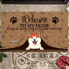 Welcome To Our Home, Gift For Pet Lovers, Funny Welcome Mat, Housewarming Gift, Personalized Dog & Cat Doormat