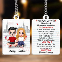 Custom Personalized Couple Acrylic Keychain - Anniversary Gift Idea for Couple - The Day I Met You