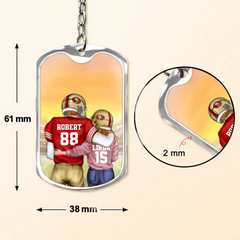 Custom Couple Aluminum Keychain - 
 Gift Idea For Couple/Him/Her/Wife/Husband - Love You To The End Zone & Back