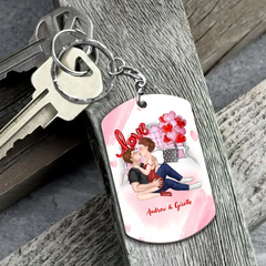 Custom Personalized Couple Aluminum Keychain - 
 Gift Idea For Couple/Valentine's Day - I Wanna Kiss Your Lips