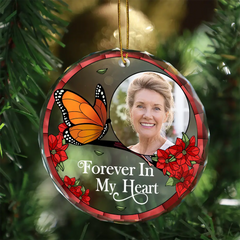 Custom Photo Memorial I'm Always With You - Personalized Circle Glass Ornament