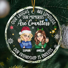 Besties Our Laughs Are Limitless Christmas - Personalized Circle Glass Ornament