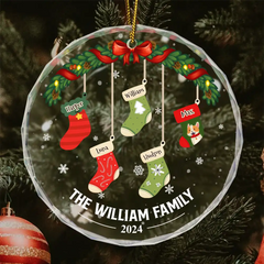 Family Stockings - Personalized Circle Glass Ornament