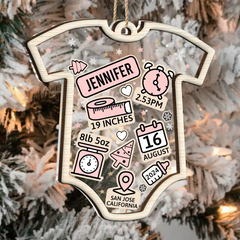 Baby First Christmas - Personalized 2-Layered Mix Ornament