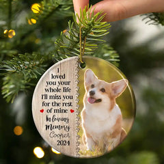 Custom Photo Dog Cat Forever In Our Hearts - Christmas Memorial Gift - Personalized Custom Circle Ceramic Ornament