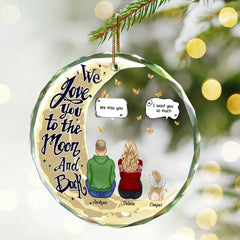 Memorial Christmas Love You To The Moon And Back - Personalized Circle Glass Ornament