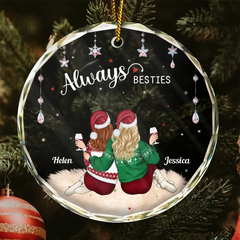 Always Besties - Personalized Circle Glass Ornament