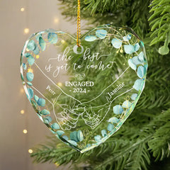 Newly Engaged Couple Holding Hands The Best Is Yet To Come - Personalized Circle Glass Ornament