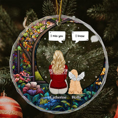 Christmas I Miss You - Memorial Gift For Pet Lovers, Dog Mom, Dog Dad, Cat Mom, Cat Dad - Personalized Circle Glass Ornament