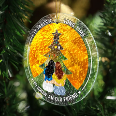 It Takes A Long Time Grow An Old Friend Bestie - Personalized Stained Glass Ornament