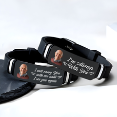 Custom Photo Always With You - Memorial Personalized Custom Bracelet - Sympathy Gift For Family Members