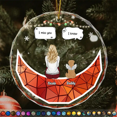 Christmas Memorial Sitting On Moon I Miss You - Personalized Circle Glass Ornament