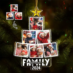 Custom Photo Christmas Family Tree Photo - Personalized Custom Shaped Acrylic Ornament