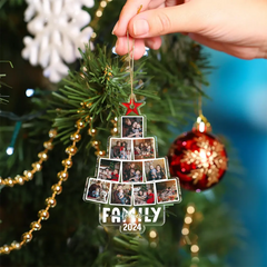 Custom Photo Christmas Family Tree Photo - Personalized Custom Shaped Acrylic Ornament