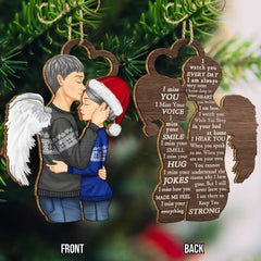 Christmas Memorial I Miss You - Personalized Wooden Ornament Print 2 Sides