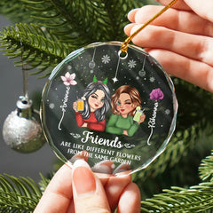 Birth Month Flower It Takes A Long Time To Grow An Old Friend - Personalized Circle Glass Ornament