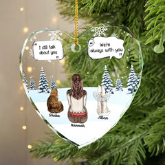 I Miss You Memorial Dog Cat - Personalized Heart Shaped Glass Ornament