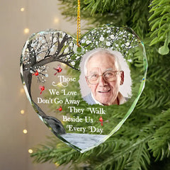 Custom Photo I'm Always With You Memorial - Personalized Heart Shaped Glass Ornament