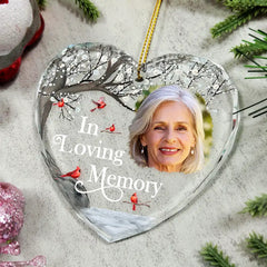 Custom Photo I'm Always With You Memorial - Personalized Heart Shaped Glass Ornament