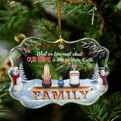 Family Where Begins And Love Never Ends Memorial - Personalized Medallion Glass Ornament