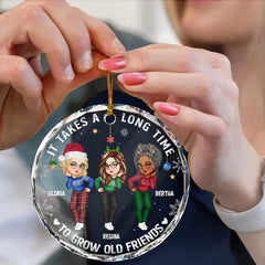 It Takes A Long Time To Grow An Old Friend Christmas Friendship - Personalized Circle Glass Ornament