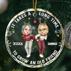 It Takes A Long Time To Grow An Old Friend Christmas Friendship - Personalized Circle Glass Ornament