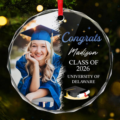 Custom Photo Chasing Dreams, Achieving Greatness - Family Personalized Custom Circle Glass Ornament - Christmas Gift, Graduation Gift For Family Members, Siblings, Brothers, Sisters