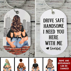 Drive Safe - Personalized Engraved Stainless Steel Keychain - Perfect Gift For Couples