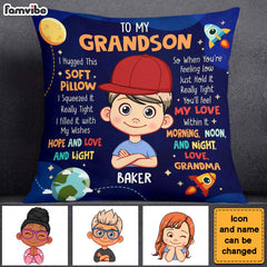 Personalized Gift For Grandson Hug This Pillow 28993