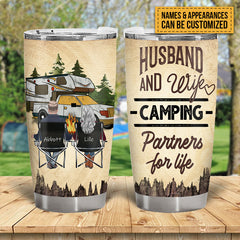 Husband And Wife Camping Partners For Life  - Gift For Camping Lovers - Personalized Custom Tumble