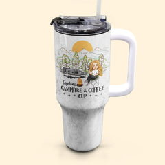 Campfire And Coffee Cup - Personalized 40oz Tumbler With Straw