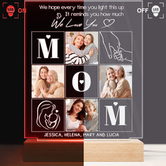 Custom Photo Mom We Hope Every Time You Light This Up - Gift For Mother - Personalized 3D Led Light Wooden Base