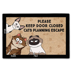 Cartoon Cats Planning Escape - Gift For Cat Lovers - Personalized Doormat