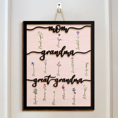 Mom Grandma Great Grandma - Personalized 2 Layers Wood Sign