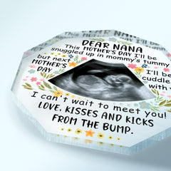 Custom Photo Baby Bump To Daddy Mommy - Holiday, Loving Gift For Mom, Dad, New Parents - Personalized Nonagon Shaped Acrylic Plaque