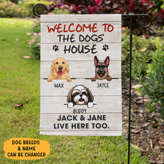 Welcome To The Dog House, Custom Flags, Personalized Dog Decorative Garden Flags