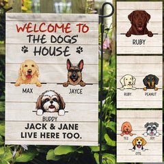 Welcome To The Dog House, Custom Flags, Personalized Dog Decorative Garden Flags