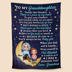 To My Granddaughter With Moon & Stars - Personalized Blanket - Best Gift For Daughter, Granddaughter