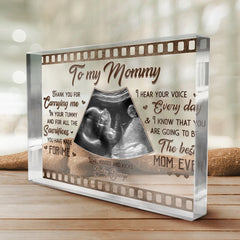 Custom Photo Thank You For Carrying Me - Family Personalized Custom Rectangle Shaped Acrylic Plaque - Baby Shower Gift, Gift For First Mom